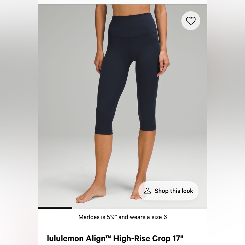 Lululemon Align high rise crop 17” Athletic Leggings Sz 6 like new true navy - Picture 8 of 8